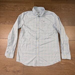 Vineyard Vines Boys Performance Button Down shirt Gingham Blue/Green Sz L 16